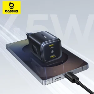 Baseus 45W GaN Fast Charger USB C Portable Travel Charger Mini for iPhone 17 16 15 Samsung Galaxy