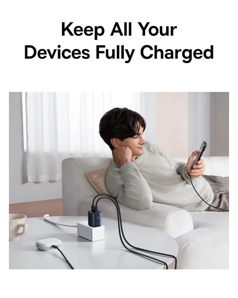 Baseus 45W Phone Charger For iPhone 17 16 15 Samsung Galaxy Fast Charger GaN Charger USB C Charger Portable Travel Charger Mini