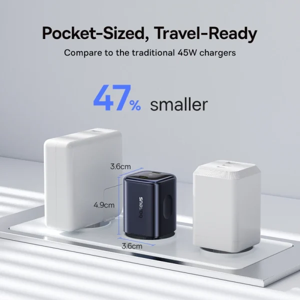 Baseus 45W GaN Fast Charger USB C Portable Travel Charger Mini for iPhone 17 16 15 Samsung Galaxy - Image 4