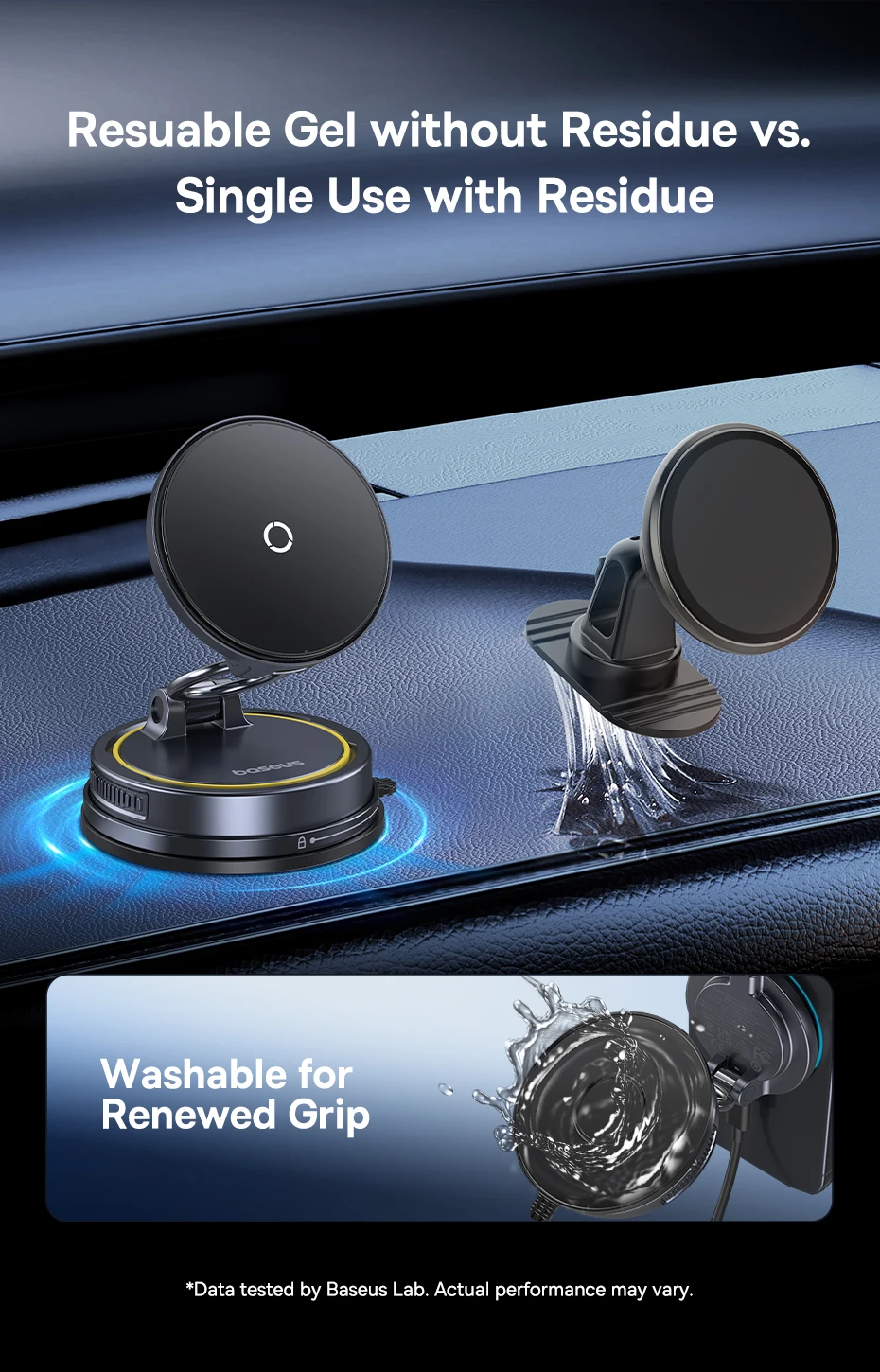 Baseus Wireless Charger Vacuum Magnetic Car Phone Holder Mount 360° Rotation Stand Gym Stand Car Mount for iPhone Travel Holder