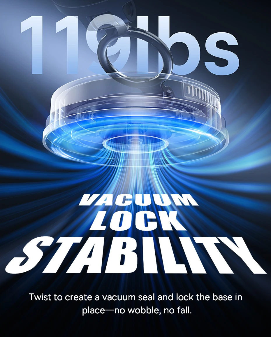 Baseus Wireless Charger Vacuum Magnetic Car Phone Holder Mount 360° Rotation Stand Gym Stand Car Mount for iPhone Travel Holder