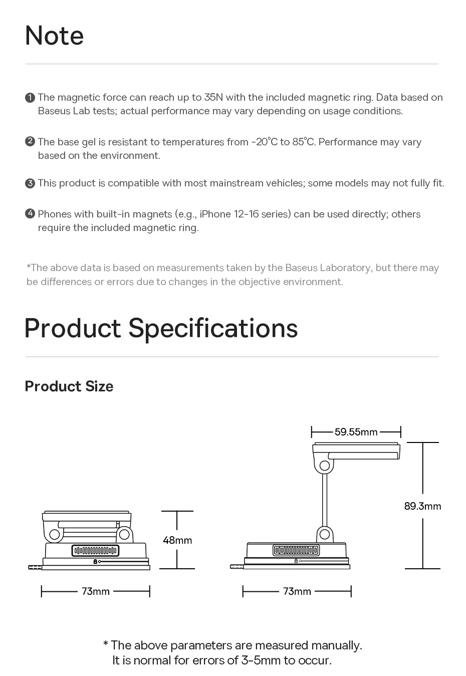 Baseus Wireless Charger Vacuum Magnetic Car Phone Holder Mount 360° Rotation Stand Gym Stand Car Mount for iPhone Travel Holder