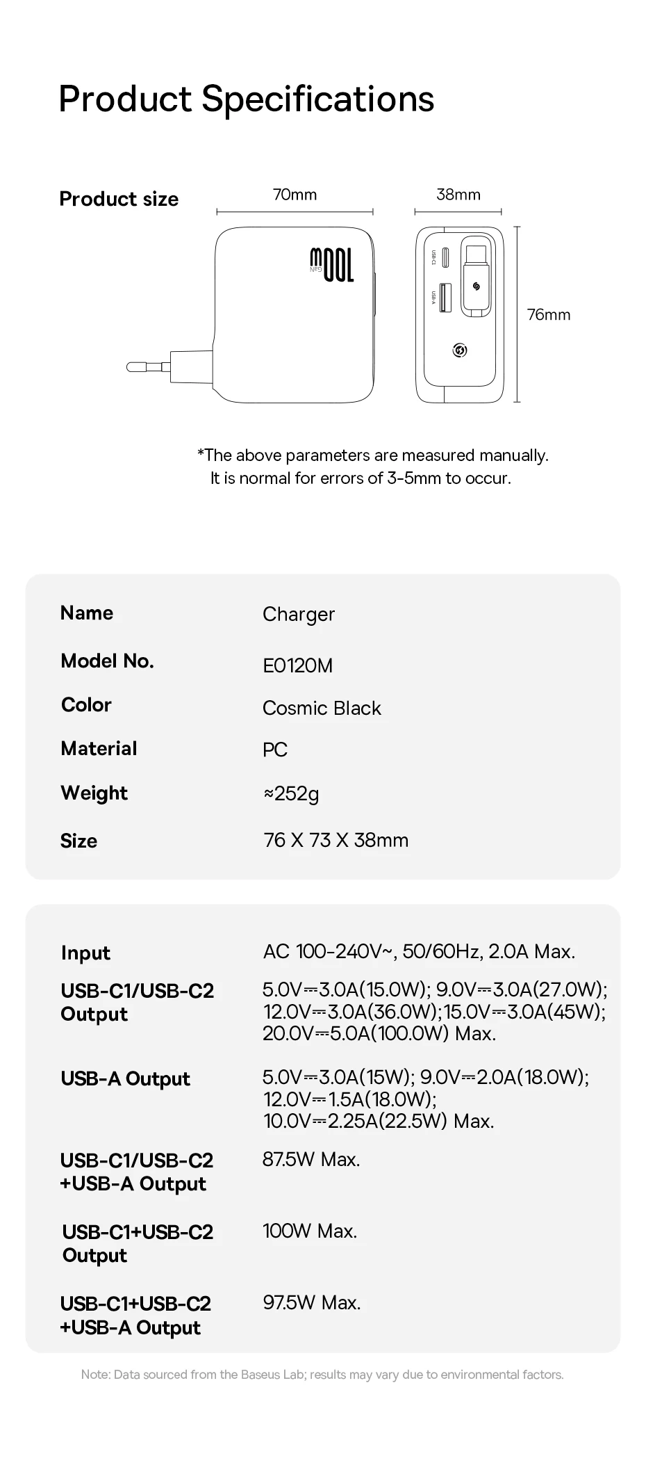 Baseus 100W Fast Charger For Tablet Laptop Quick Charger Retractable USB C Charger Cable Phone Charger For iPhone Samsung