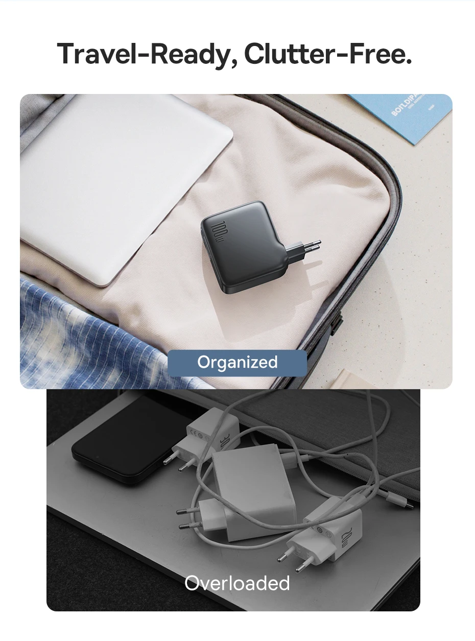 Baseus 100W Fast Charger For Tablet Laptop Quick Charger Retractable USB C Charger Cable Phone Charger For iPhone Samsung