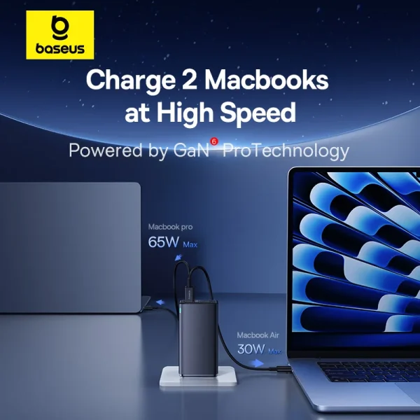 Baseus 100W GaN6 Pro Fast Charger 4-Port PD USB C Charger For MacBook iPhone Laptop - Image 3