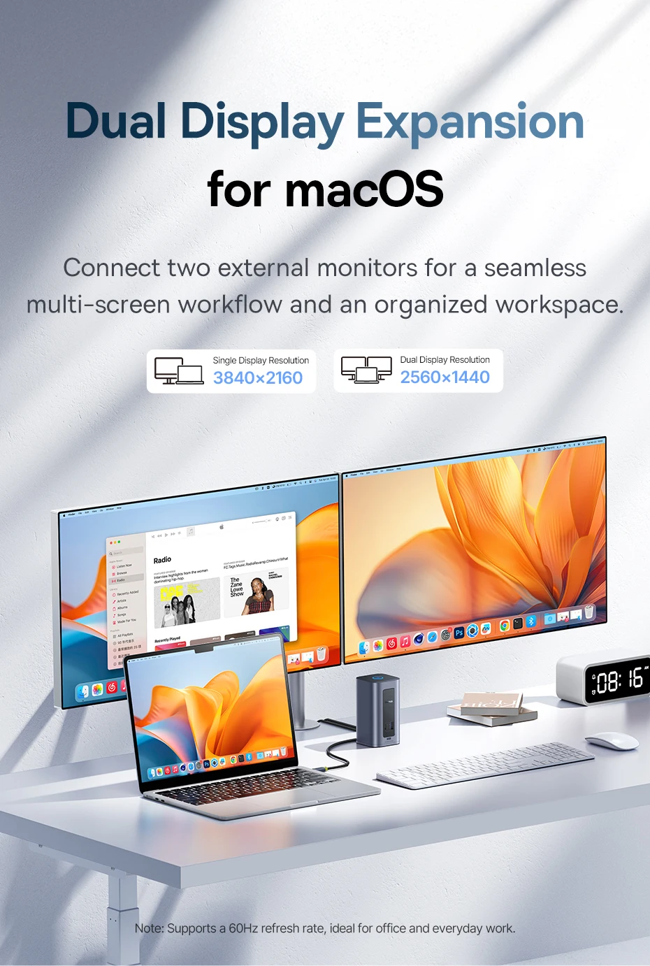 Baseus USB C HUB for Mac 12-in-1 DisplayPort HDMI 4K@60Hz MST Display for macOS Windows Docking Station USB 3.2 RJ45 PD 100W Hub