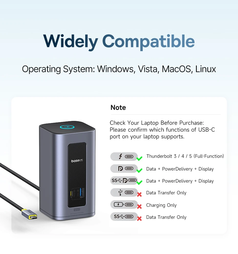 Baseus USB C HUB for Mac 12-in-1 DisplayPort HDMI 4K@60Hz MST Display for macOS Windows Docking Station USB 3.2 RJ45 PD 100W Hub