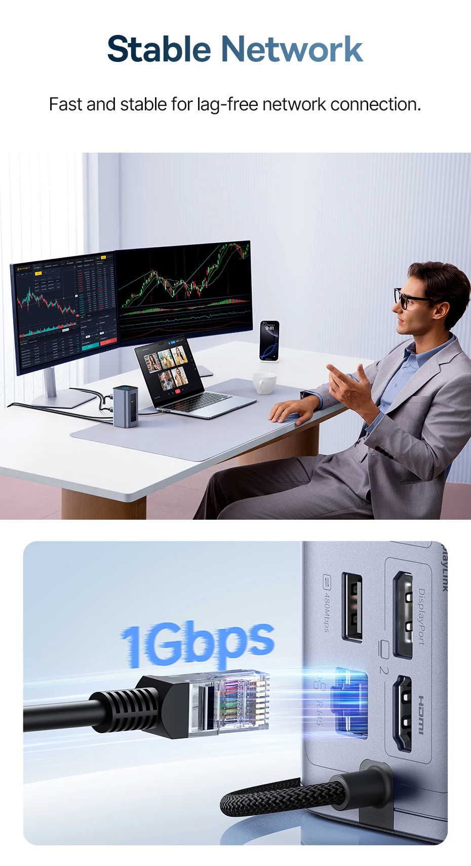 Baseus USB C HUB for Mac 12-in-1 DisplayPort HDMI 4K@60Hz MST Display for macOS Windows Docking Station USB 3.2 RJ45 PD 100W Hub