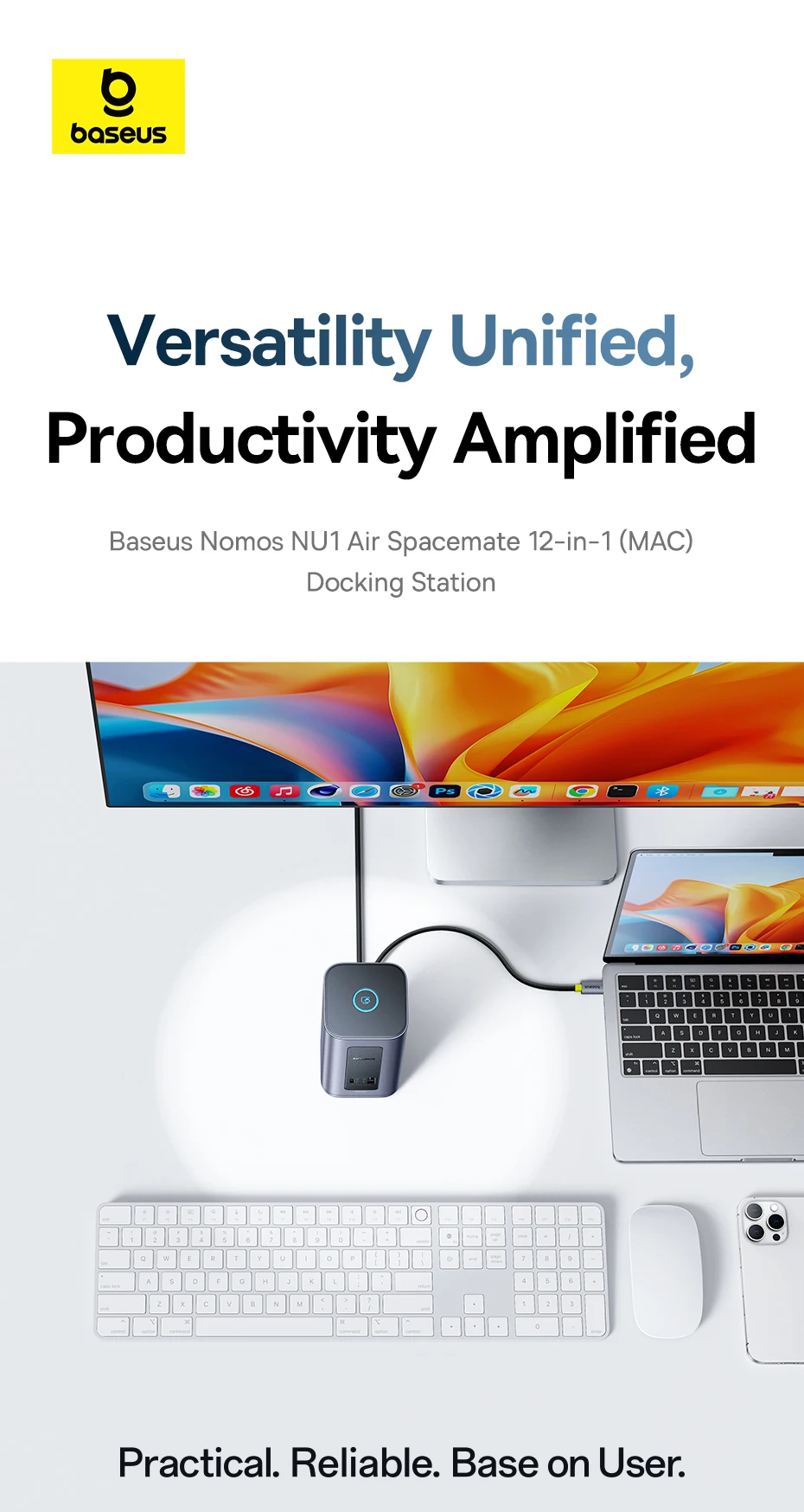 Baseus USB C HUB for Mac 12-in-1 DisplayPort HDMI 4K@60Hz MST Display for macOS Windows Docking Station USB 3.2 RJ45 PD 100W Hub