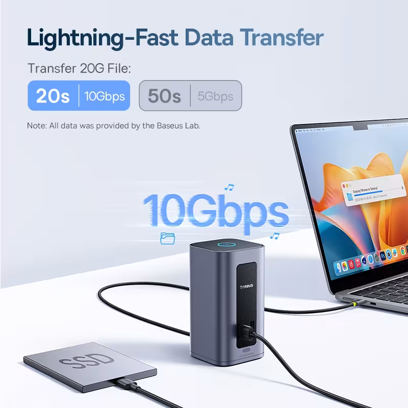 Baseus 12-in-1 USB C Docking Station for Mac Dual DisplayPort HDMI 4K@60Hz 100W PD Hub Baseus 12-in-1 USB C Docking Station for Mac Dual DisplayPort HDMI 4K@60Hz 100W PD Hub - Image 4