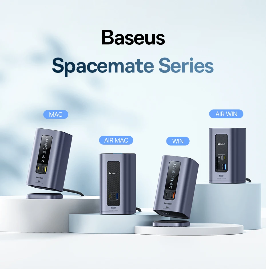 Baseus USB C HUB for Mac 12-in-1 DisplayPort HDMI 4K@60Hz MST Display for macOS Windows Docking Station USB 3.2 RJ45 PD 100W Hub