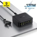 Baseus 120W GaN 6-in-1 Desktop Charging Station Fast Charger for MacBook iPhone Samsung iPad