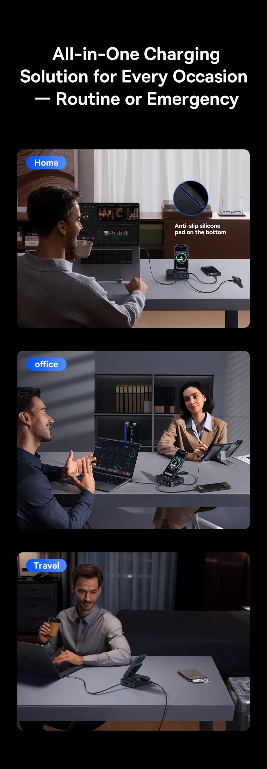 Baseus 160W Desktop Charger Qi2 Wireless Charger Tablet Fast Charger Retractable Cable USB C Phone Charger For iPhone 17 Samsung