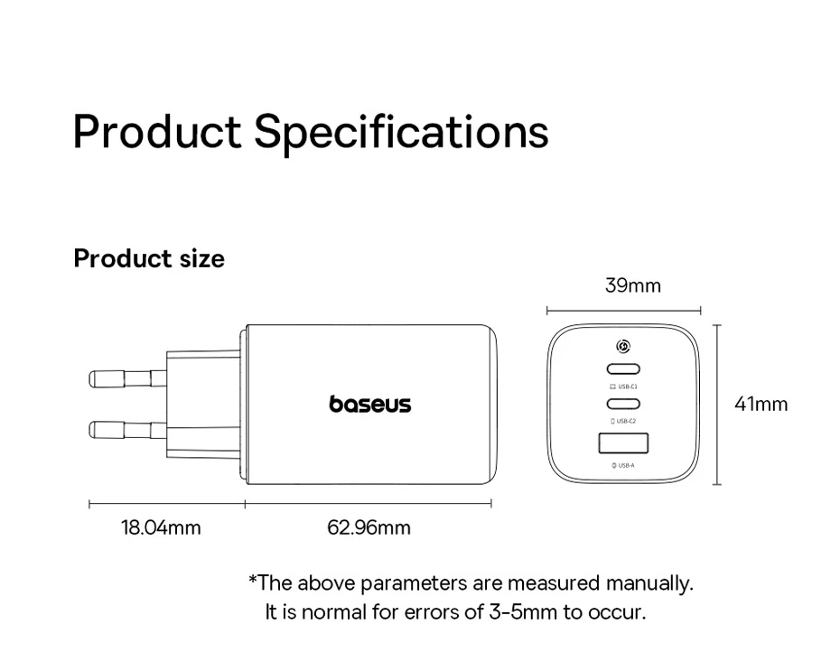 Baseus 100W GaN Charger PD Charge Type C USB Charger Support PD QC Phone Charger For iPhone 17 16 iPad Travel Charger Portable