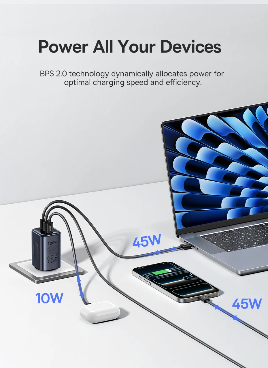 Baseus 100W GaN Charger PD Charge Type C USB Charger Support PD QC Phone Charger For iPhone 17 16 iPad Travel Charger Portable