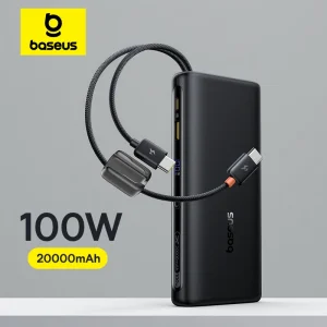 Baseus EnerFill FC41 20000mAh 100W Power Bank with Digital Display & Dual Built-in USB-C Cables