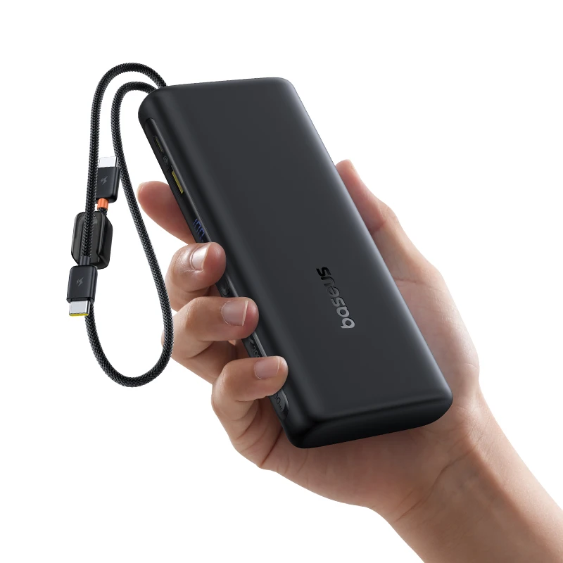 Baseus 20000mAh 100W Power Bank Built-In Dual USB-C Cable Fast Charging Digital Display Power Bank For iPhone 17 Pro Max Samsung Baseus 20000mAh 100W Power Bank Built-In Dual USB-C Cable Fast Charging Digital Display Power Bank For iPhone 17 Pro Max Samsung