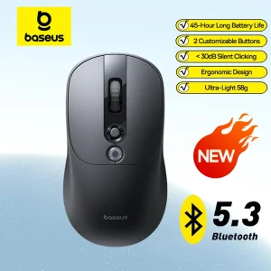 Baseus EM2 Ergonomic Wireless Mouse Bluetooth 5.3 2.4G 58g Ultra-Light Silent Click 45-Hour Battery