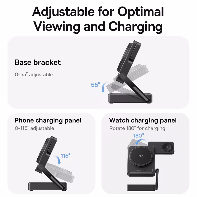 Baseus PicoGo AF21 Qi2.2 25W 3-in-1 Magnetic Wireless Charger Foldable For iPhone 16 15 Apple Watch AirPods Baseus PicoGo AF21 Qi2.2 25W 3-in-1 Magnetic Wireless Charger Foldable For iPhone 16 15 Apple Watch AirPods - Image 4