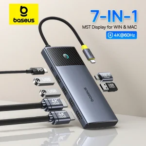 Baseus 7-in-1 USB C Hub Dual 4K HDMI 100W PD Adapter for MacBook Pro Air