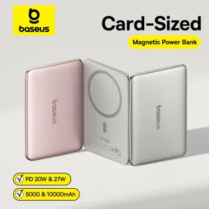 Baseus 10000mAh Magnetic Wireless Power Bank PD 27W 15W Slim Card-Sized Portable Charger for iPhone Samsung