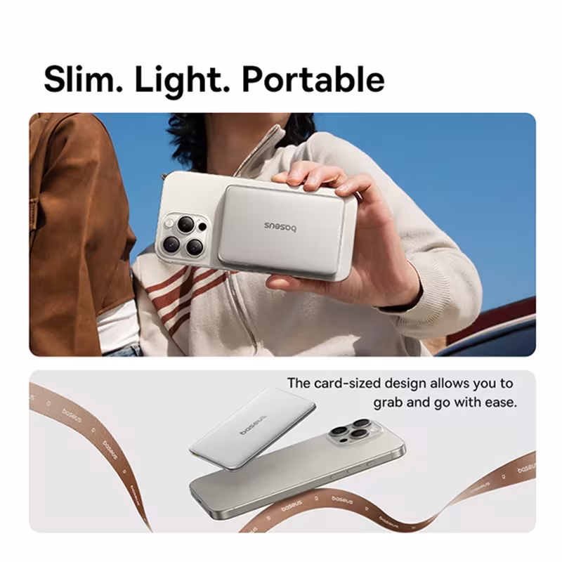 Baseus 10000mAh Magnetic Wireless Power Bank PD 27W 15W Slim Card-Sized Portable Charger for iPhone Samsung Baseus 10000mAh Magnetic Wireless Power Bank PD 27W 15W Slim Card-Sized Portable Charger for iPhone Samsung - Image 3
