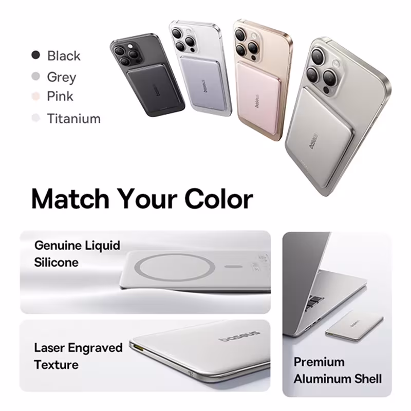 Baseus 10000mAh Magnetic Wireless Power Bank PD 27W 15W Slim Card-Sized Portable Charger for iPhone Samsung Baseus 10000mAh Magnetic Wireless Power Bank PD 27W 15W Slim Card-Sized Portable Charger for iPhone Samsung - Image 6