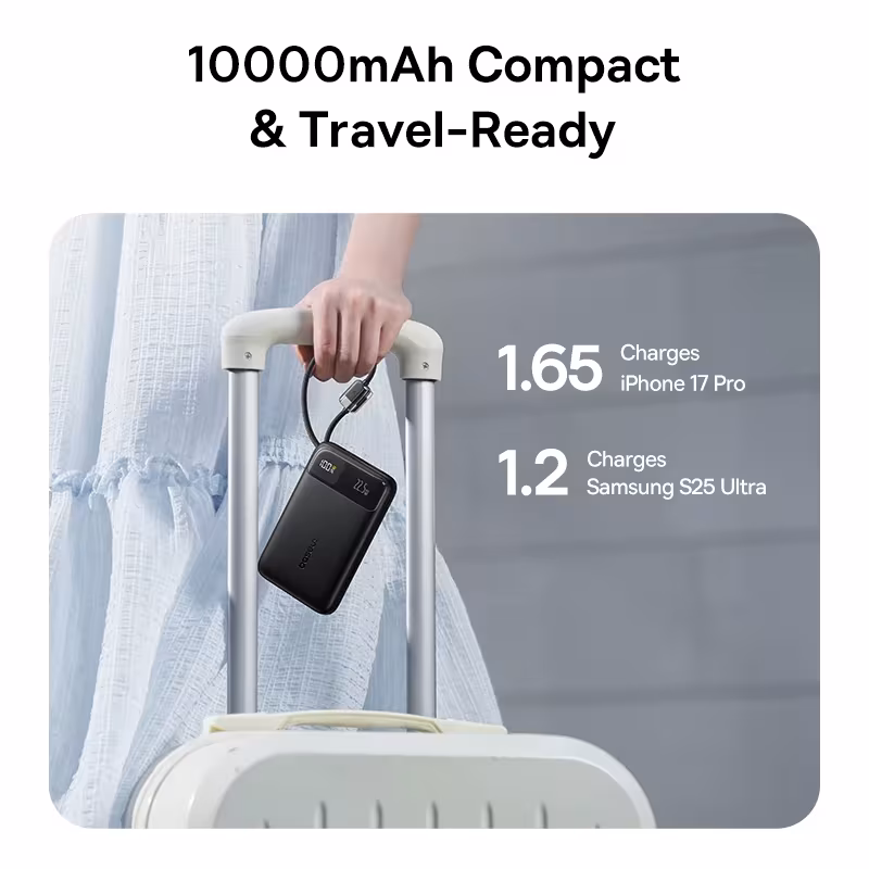 Baseus EnerFill FC11 Digital Display Power Bank 10000mAh 22.5W with Dual Built-in USB-C Cables Baseus EnerFill FC11 Digital Display Power Bank 10000mAh 22.5W with Dual Built-in USB-C Cables - Image 5