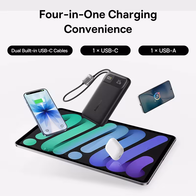 Baseus EnerFill FC11 Digital Display Power Bank 10000mAh 22.5W with Dual Built-in USB-C Cables Baseus EnerFill FC11 Digital Display Power Bank 10000mAh 22.5W with Dual Built-in USB-C Cables - Image 3