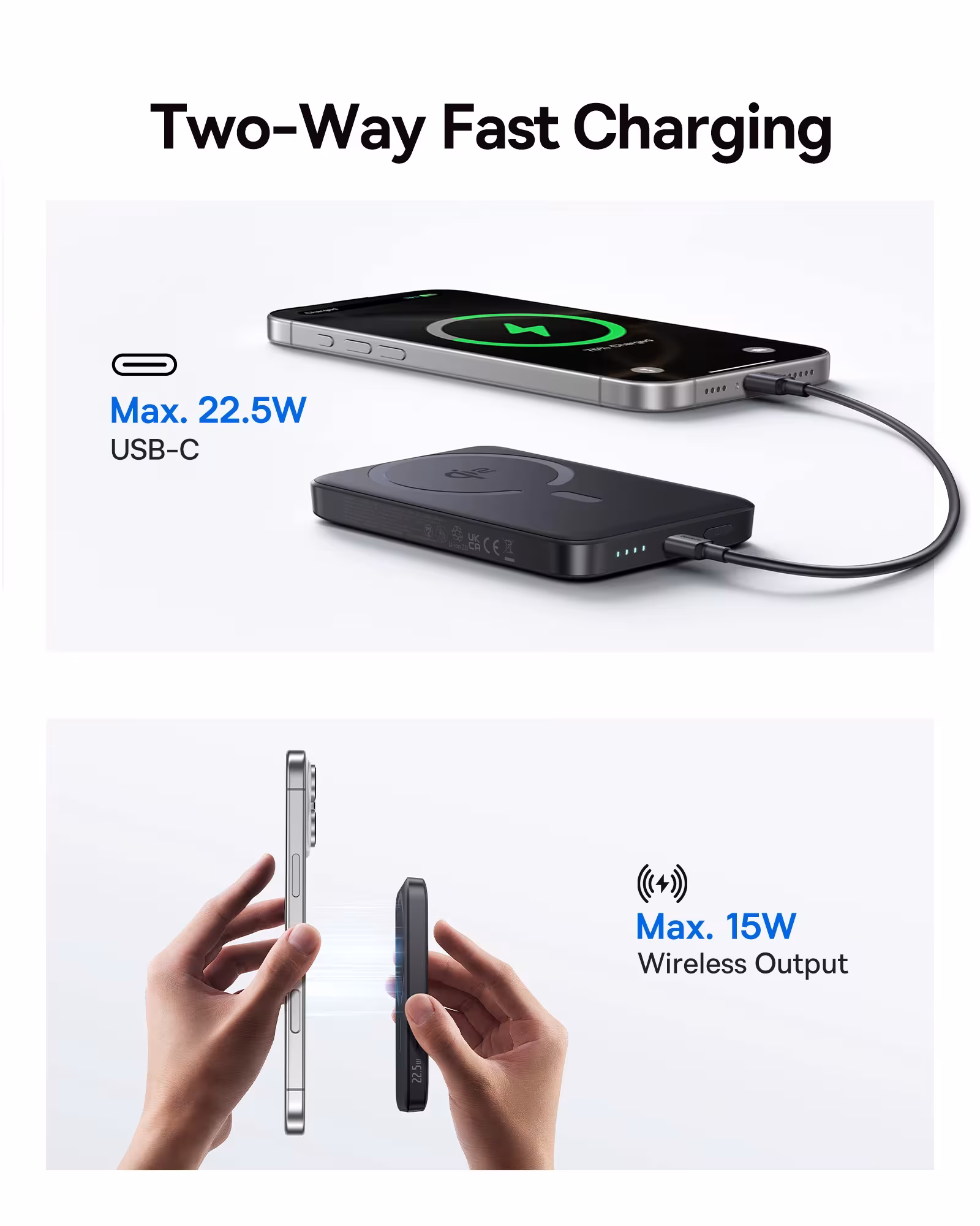 Baseus EnerFill FM12 Qi2 Magnetic Power Bank 10000mAh 15W Wireless 22.5W PD Fast Charging Baseus EnerFill FM12 Qi2 Magnetic Power Bank 10000mAh 15W Wireless 22.5W PD Fast Charging - Image 2