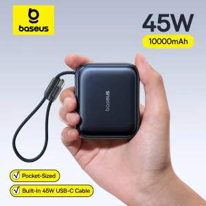 Baseus AC22 PicoGo 45W Ultra Mini Power Bank 10000mAh with Built-in USB-C Cable