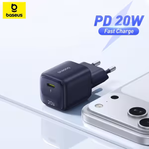 Baseus 20W GaN Fast Charger PD3.0 QC PPS USB-C Compact Charger for iPhone 17 16 15 14 Samsung Galaxy Laptop iPad