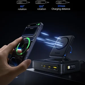 Baseus Nomos NH21 160W Desktop Charging Station Qi2 Wireless GaN 5-in-1 Retractable Cable