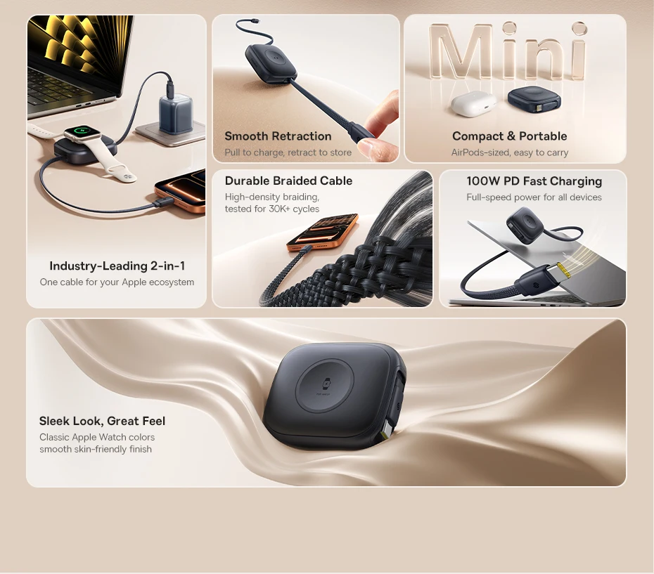 Baseus 100W Retractable PD QC Fast Charging Cable Built-in E-Watch Wireless Charging USB-C Type-C Data Cable For iPhone MacBook Baseus 100W Retractable PD QC Fast Charging Cable Built-in E-Watch Wireless Charging USB-C Type-C Data Cable For iPhone MacBook