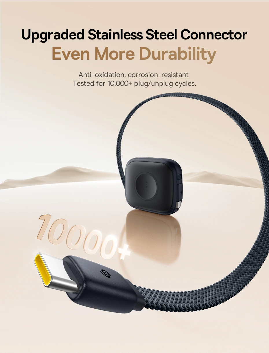 Baseus 100W Retractable PD QC Fast Charging Cable Built-in E-Watch Wireless Charging USB-C Type-C Data Cable For iPhone MacBook Baseus 100W Retractable PD QC Fast Charging Cable Built-in E-Watch Wireless Charging USB-C Type-C Data Cable For iPhone MacBook