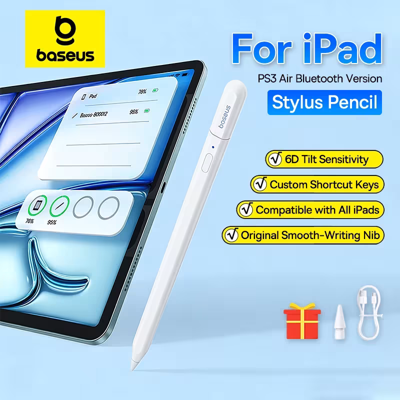 Baseus PS3 Air Bluetooth Stylus Pen for iPad with 6D Tilt, 32 Shortcuts, 15-Hour Battery Baseus PS3 Air Bluetooth Stylus Pen for iPad with 6D Tilt, 32 Shortcuts, 15-Hour Battery