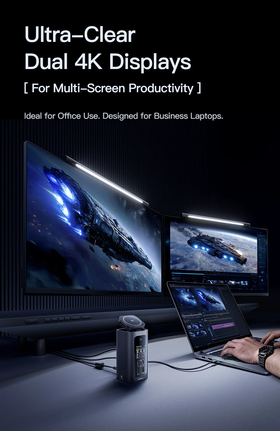 Baseus 160W 15-in-1 USB C HUB to 2 HDMI 4K@120Hz 60Hz with Qi2.2 25W Wireless Charger 180W GaN EU US Adapter Docking Station Hub Baseus 160W 15-in-1 USB C HUB to 2 HDMI 4K@120Hz 60Hz with Qi2.2 25W Wireless Charger 180W GaN EU US Adapter Docking Station Hub
