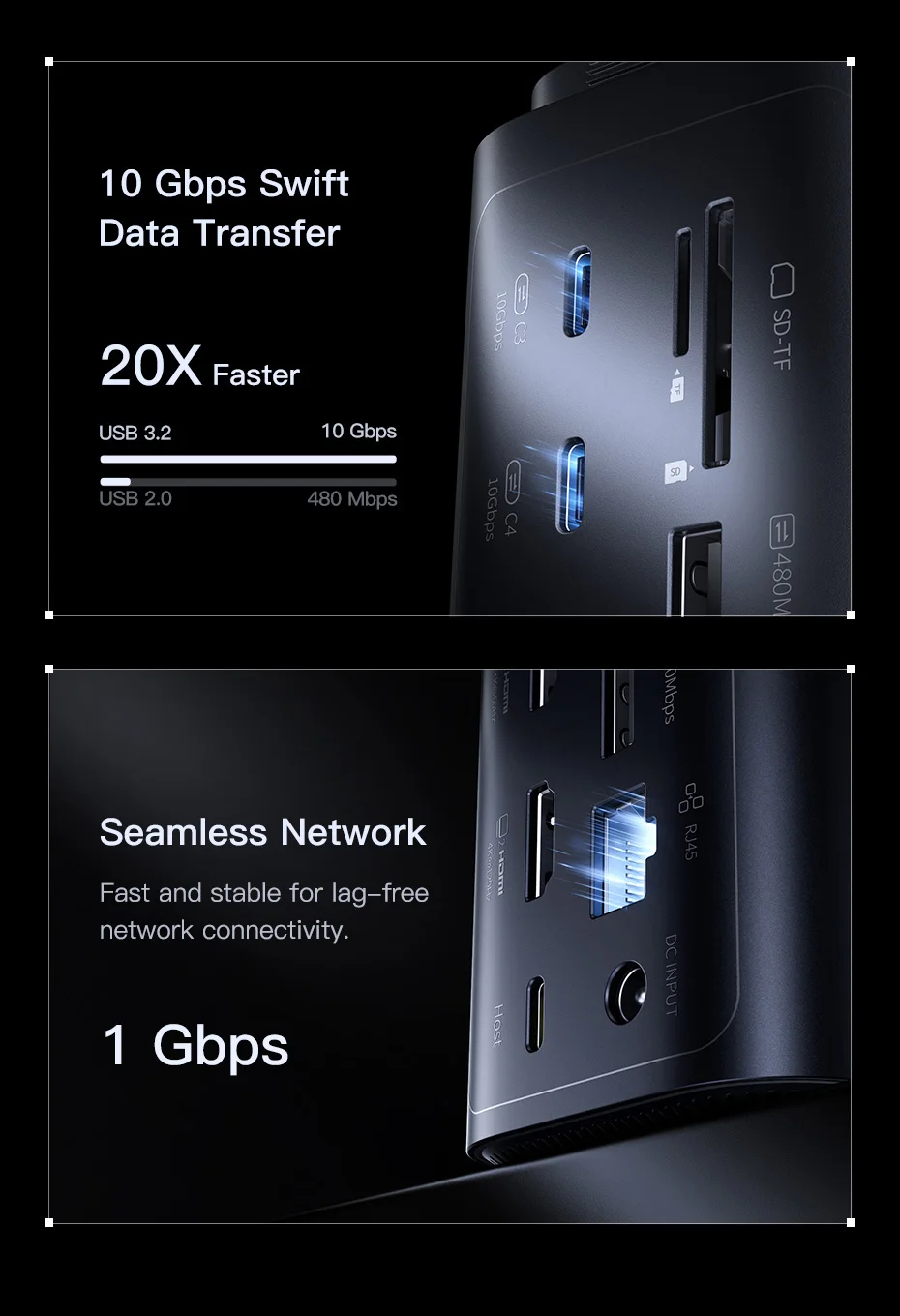 Baseus 160W 15-in-1 USB C HUB to 2 HDMI 4K@120Hz 60Hz with Qi2.2 25W Wireless Charger 180W GaN EU US Adapter Docking Station Hub Baseus 160W 15-in-1 USB C HUB to 2 HDMI 4K@120Hz 60Hz with Qi2.2 25W Wireless Charger 180W GaN EU US Adapter Docking Station Hub