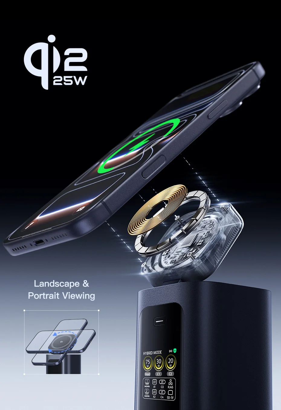 Baseus 160W 15-in-1 USB C HUB to 2 HDMI 4K@120Hz 60Hz with Qi2.2 25W Wireless Charger 180W GaN EU US Adapter Docking Station Hub Baseus 160W 15-in-1 USB C HUB to 2 HDMI 4K@120Hz 60Hz with Qi2.2 25W Wireless Charger 180W GaN EU US Adapter Docking Station Hub