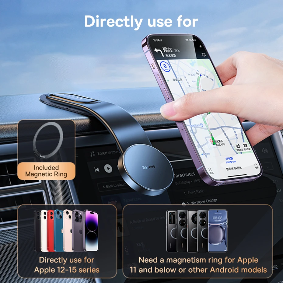 Baseus Magnetic Car Phone Holder iPhone Holder Easy Paste Mount Stand Phone Holder for iPhone 17 16 15 Dashboard Center Console Baseus Magnetic Car Phone Holder iPhone Holder Easy Paste Mount Stand Phone Holder for iPhone 17 16 15 Dashboard Center Console