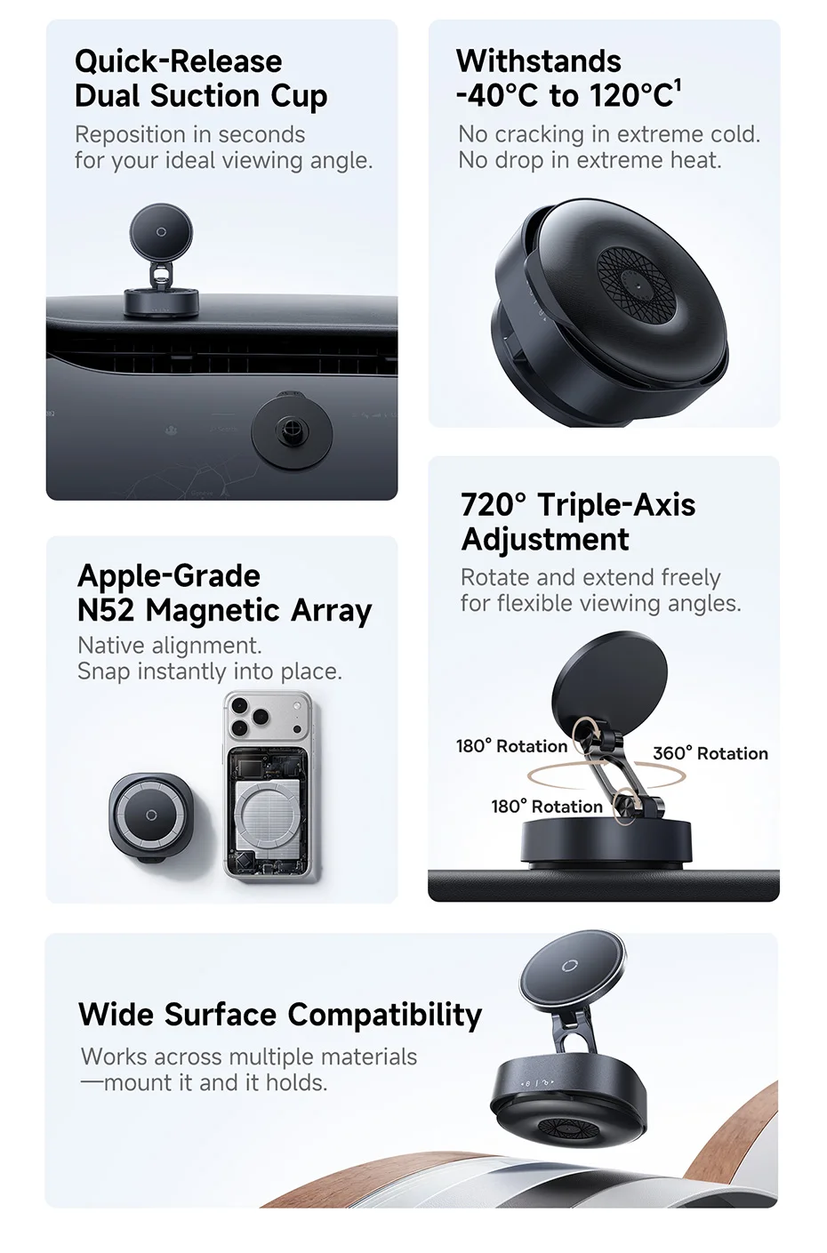 Baseus Magnetic Car Phone Holder Vacuum Suction Cup Stand Rotation Мagnet Holder For iPhone 17 16 Gym/Driving Vacuum Car Mount Baseus Magnetic Car Phone Holder Vacuum Suction Cup Stand Rotation Мagnet Holder For iPhone 17 16 Gym/Driving Vacuum Car Mount