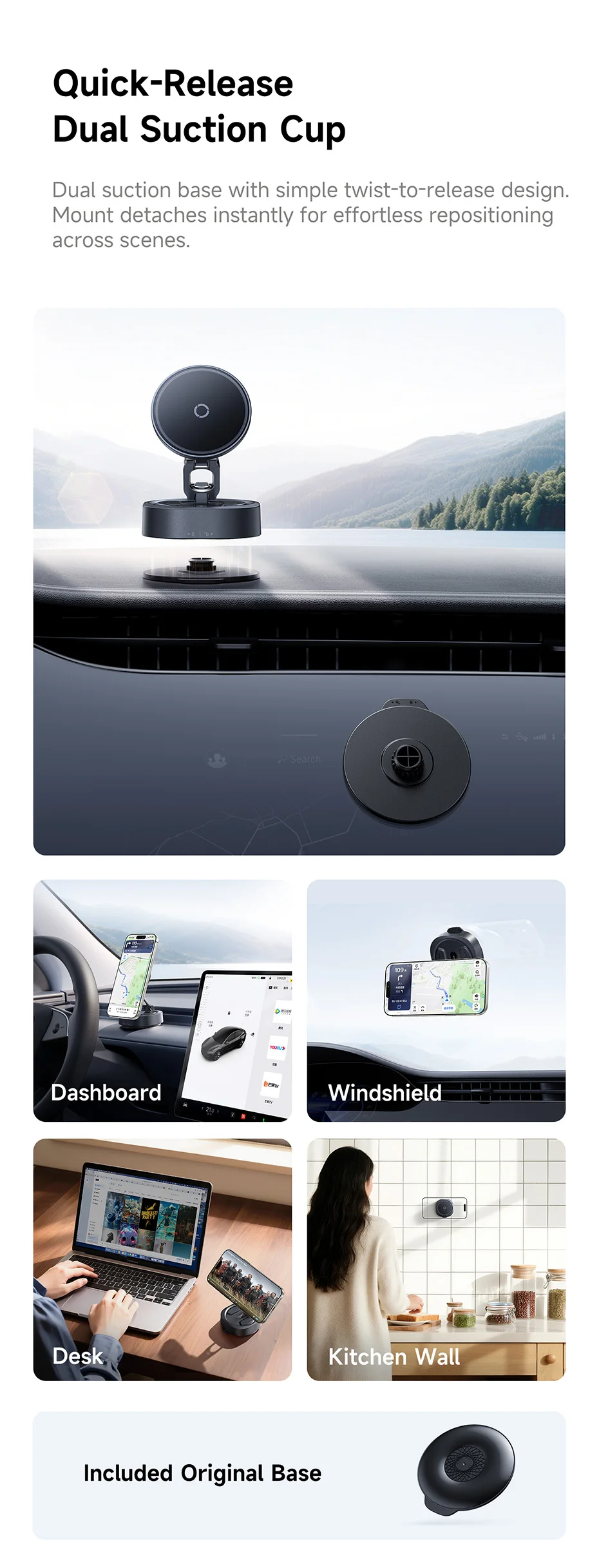 Baseus Magnetic Car Phone Holder Vacuum Suction Cup Stand Rotation Мagnet Holder For iPhone 17 16 Gym/Driving Vacuum Car Mount Baseus Magnetic Car Phone Holder Vacuum Suction Cup Stand Rotation Мagnet Holder For iPhone 17 16 Gym/Driving Vacuum Car Mount