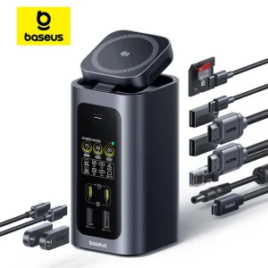 Baseus Spacemate RD1 Pro 15-in-1 USB-C Docking Station 160W with Qi2 25W Wireless Charging, Dual HDMI 4K@120Hz, 180W GaN Adapter