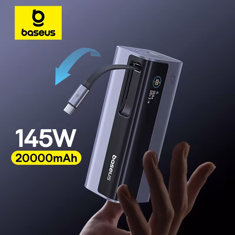 Baseus EnerGeek GR11 145W Power Bank 20000mAh with 100W Retractable USB-C Cable