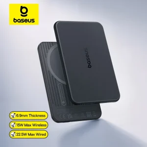 Baseus PicoGo Air AM71 Magnetic Power Bank 5000mAh 22.5W USB-C & 7.5W/15W Wireless Charging 6.9mm Card-Slim NFC Battery Monitoring for iPhone 17 Series