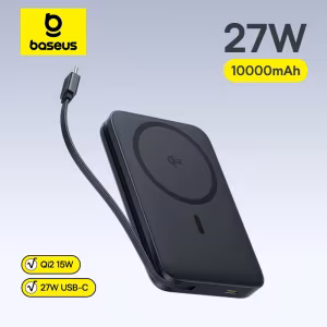 Baseus PicoGo Qi2 Magnetic Power Bank 10000mAh 27W Built-In USB-C Cable
