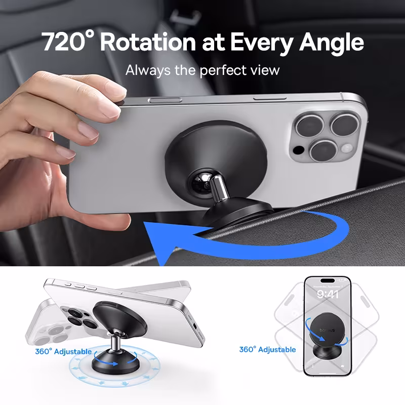 Baseus GoTrip DC1 Magnetic Car Phone Holder with 720° Rotation, 30N Strong Magnet, Universal Car Mount Baseus GoTrip DC1 Magnetic Car Phone Holder with 720° Rotation, 30N Strong Magnet, Universal Car Mount - Image 2