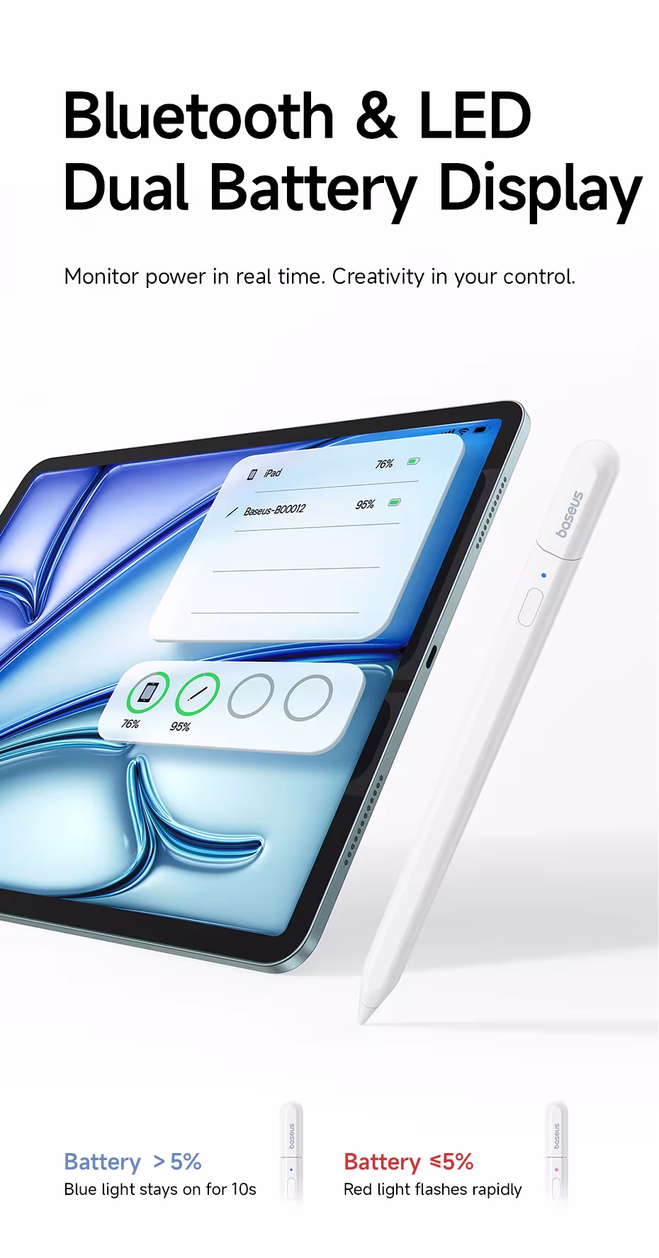 Baseus Bluetooth Stylus Pen for Apple Pencil Capacitive Touch Screen for iPad Air Pro Mini 2026 2025 2024 2019 2018 Tablet Pen Baseus Bluetooth Stylus Pen for Apple Pencil Capacitive Touch Screen for iPad Air Pro Mini 2026 2025 2024 2019 2018 Tablet Pen