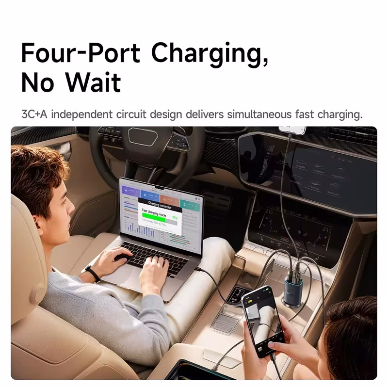 Baseus 160W Magnetic Car Charger 4-Port USB-C Fast Charging Baseus 160W Magnetic Car Charger 4-Port USB-C Fast Charging - Image 6