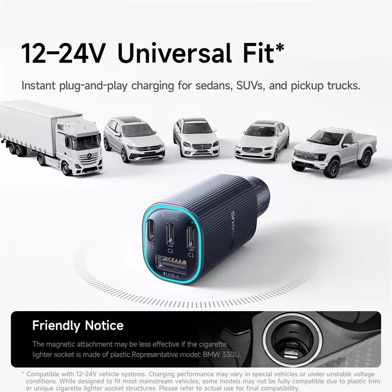 Baseus 160W Magnetic Car Charger 4-Port USB-C Fast Charging Baseus 160W Magnetic Car Charger 4-Port USB-C Fast Charging - Image 5